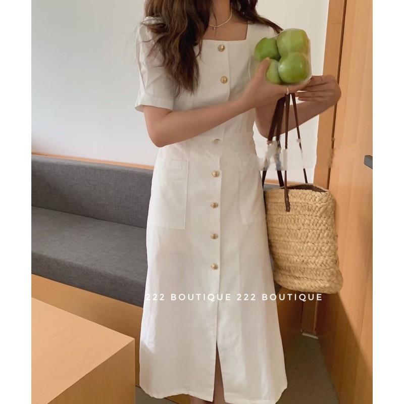 Váy March ôm nhẹ cúc dọc