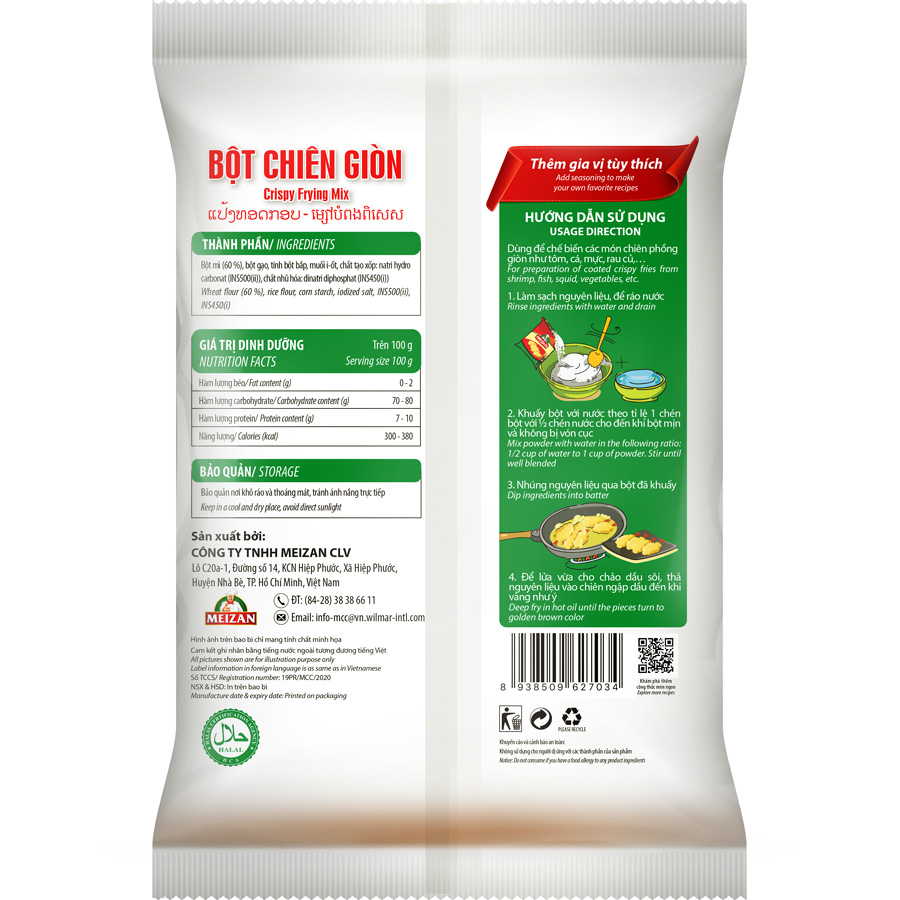 Gói bột chiên giòn Meizan 1kg