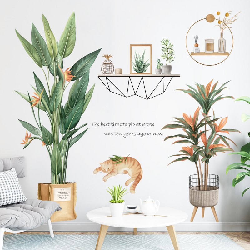 Decal dán tường cây chuối cảnh thiên nhiên sinh động