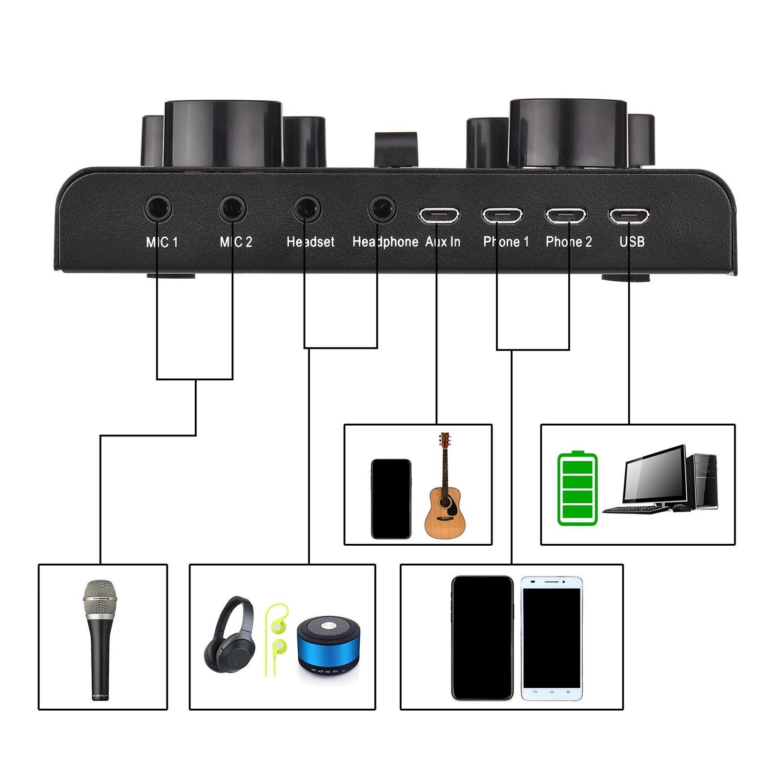 Audio Mixer ST TL Multiple Sound Effect Live for Chat Living Broadcasting