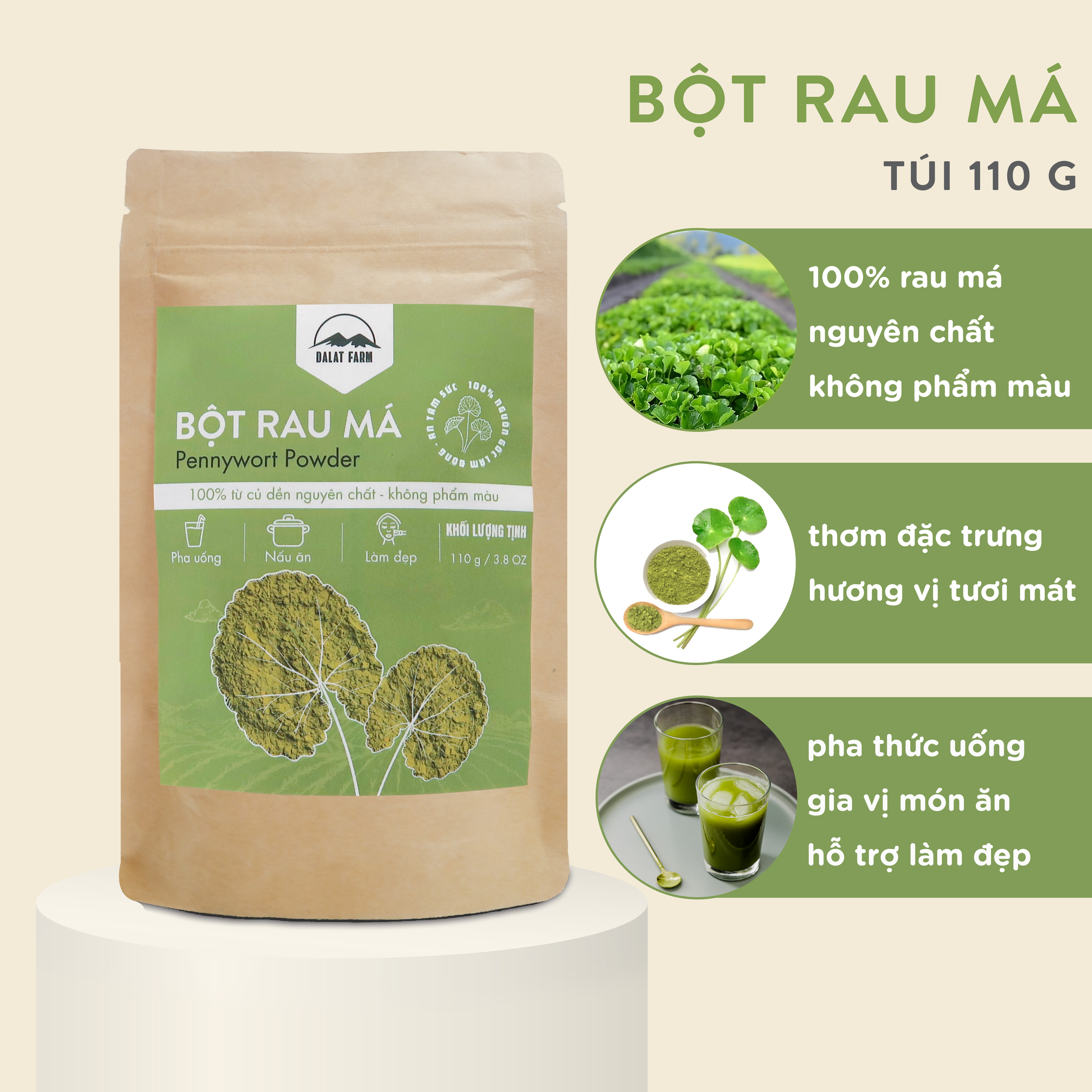 Bột Rau Má Dalat Farm - Túi 110 g