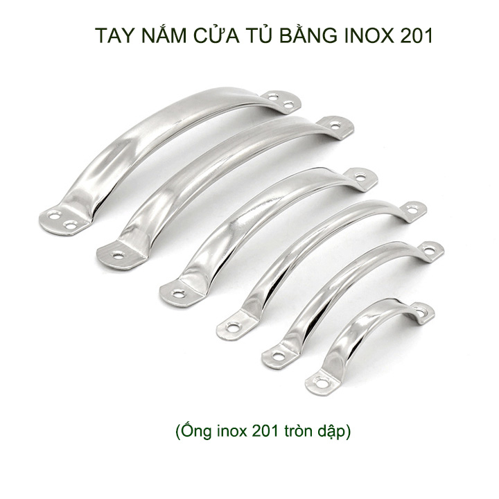 Bộ 5 Tay nắm cánh cửa tủ, ngăn kéo bàn bằng ống inox 201 tròn dập