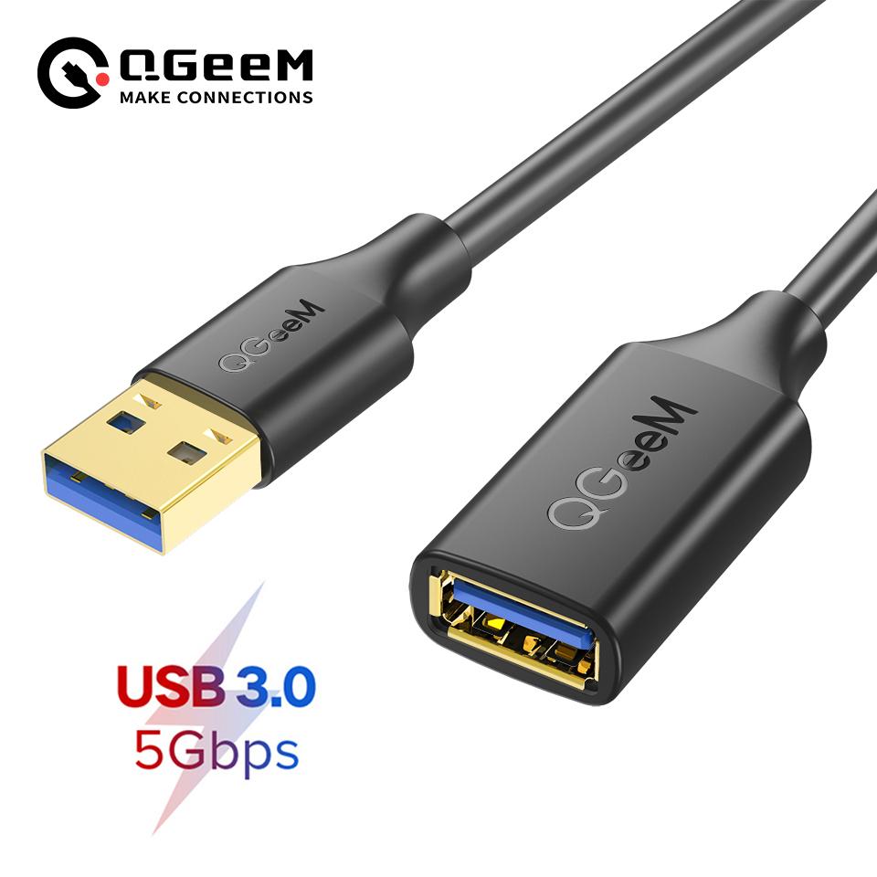 QGeeM Cáp Nối Dài USB Bộ Mở Rộng Cáp USB 3.0 Cho PC Laptop Smart-TV PS4 Xbox SSD USB 3.0 2.0 Nam Sang Nữ Dây Cáp Dữ Liệu