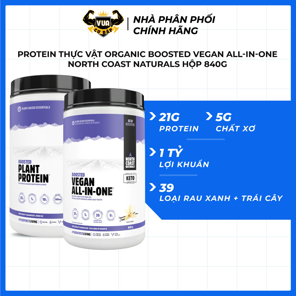Protein Thực Vật Organic Boosted Vegan All-In-One North Coast Naturals Hộp 840g