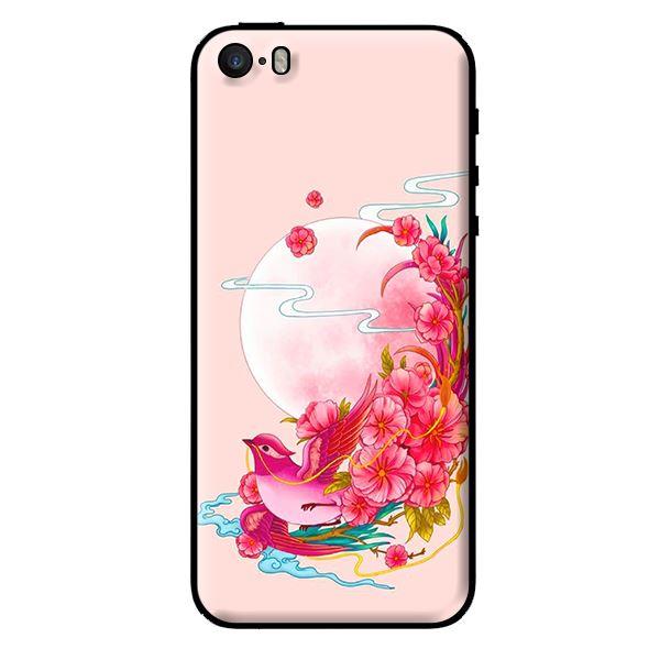 Ốp in cho iPhone 5 Chim Nền Hồng - Hàng chính hãng