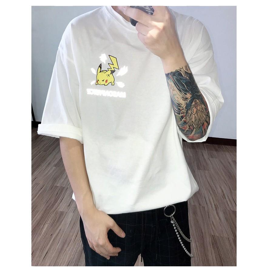 Áo Thun Phản Quang Tay Lỡ Unisex Pikachu 1