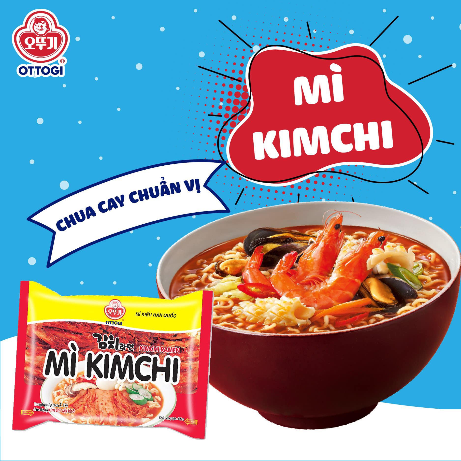 Lốc 8 gói mì kim chi Ottogi 120g