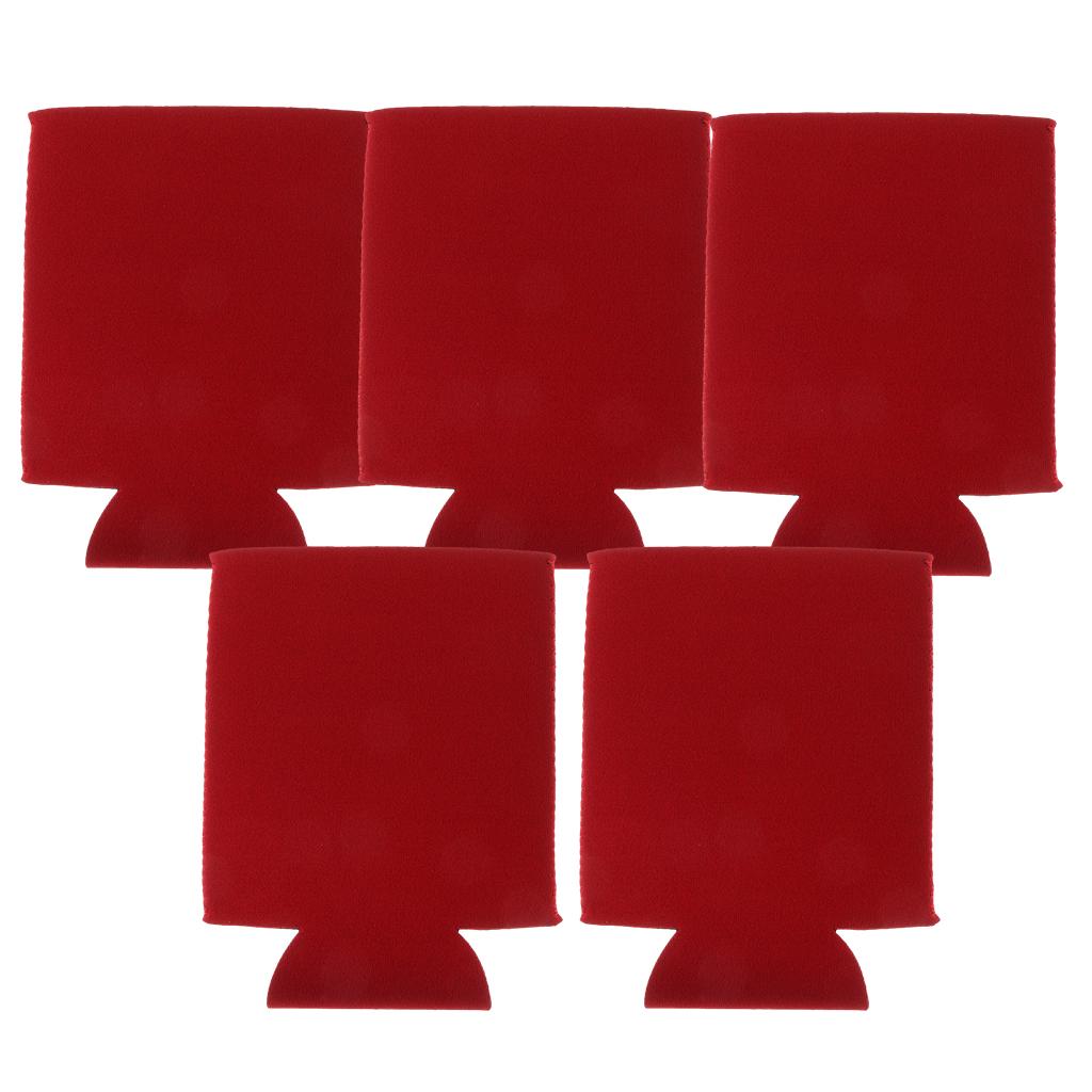 5x Neoprene Cooling Beer Drinks Bottle Tin Can Cooler Sleeve Holder Red
