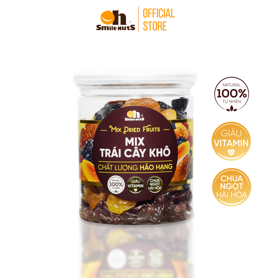 Mix Trái Cây Khô nhập khẩu Smilnuts _ Trọng lượng 275g/500g _ Gồm Chà Là Tunisia, Nho Khô Đỏ Chile, Mận Khô Chile, Mơ Vàng Thổ Nhĩ Kỳ, Nho Khô Vàng và Nho Đen Chile _Chua-ngọt, mềm - dẻo, kết hợp đa dạng từ các loại trái cây khô trên thế giới