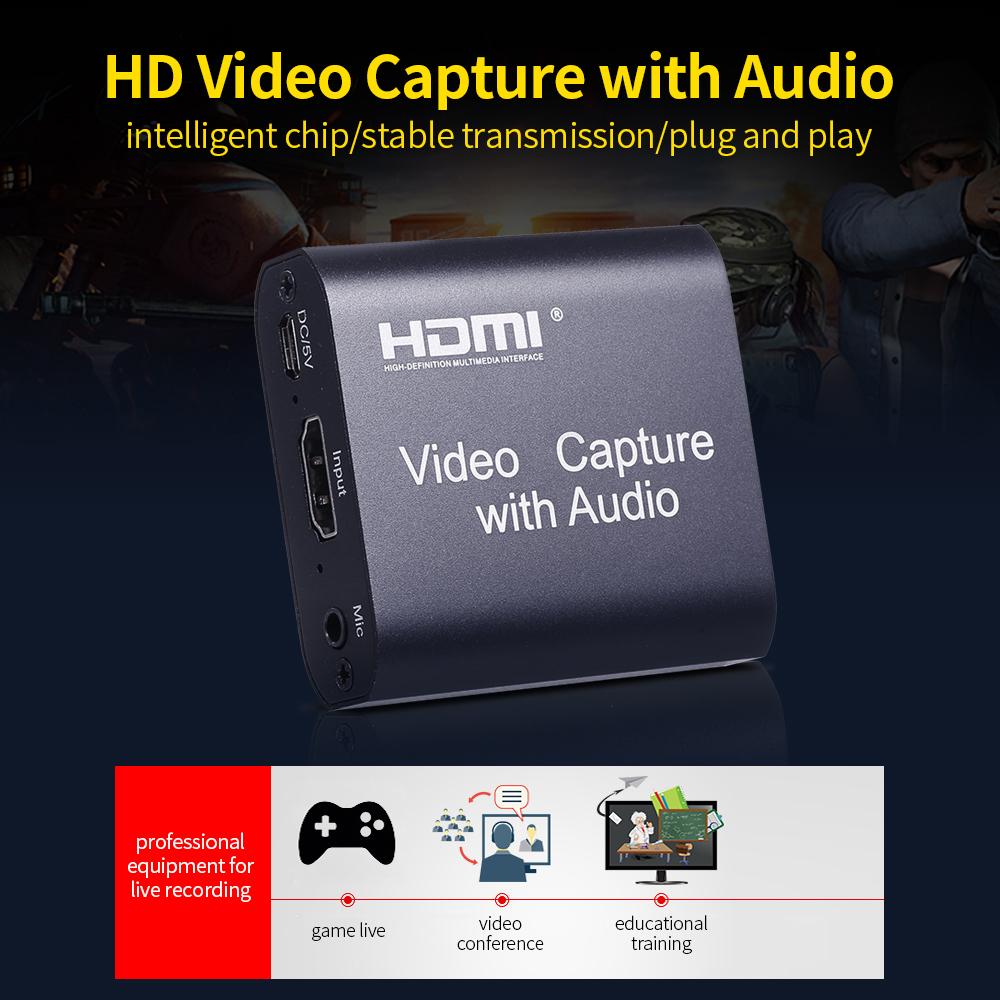 HD Video Capture Card with Audio HD to USB2.0 Capture Card 4K Input 1080P Output Support Live Streaming Game Video