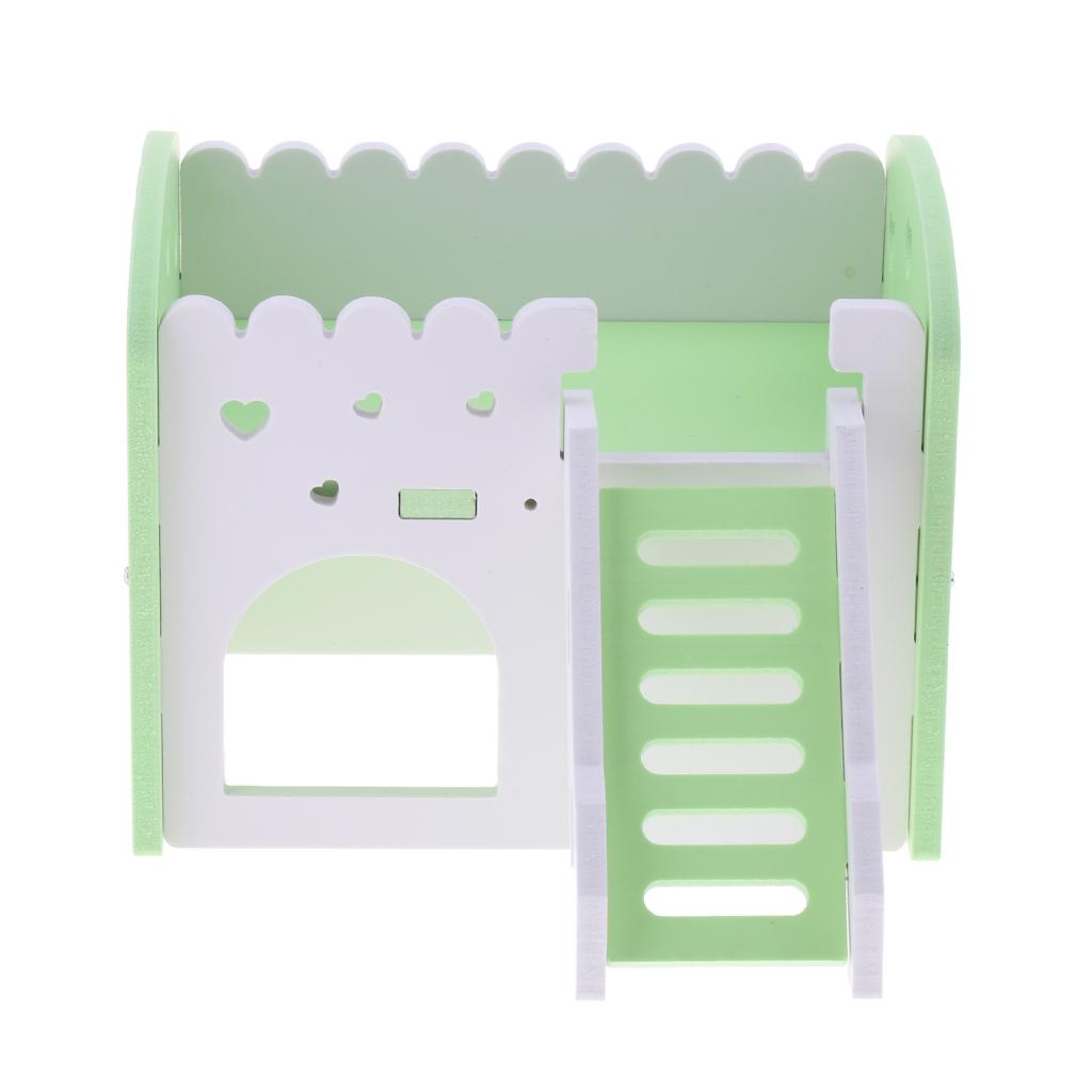 Small Animals Hamster House Cages Wooden Squirrel Villa Hut Play Toy pink