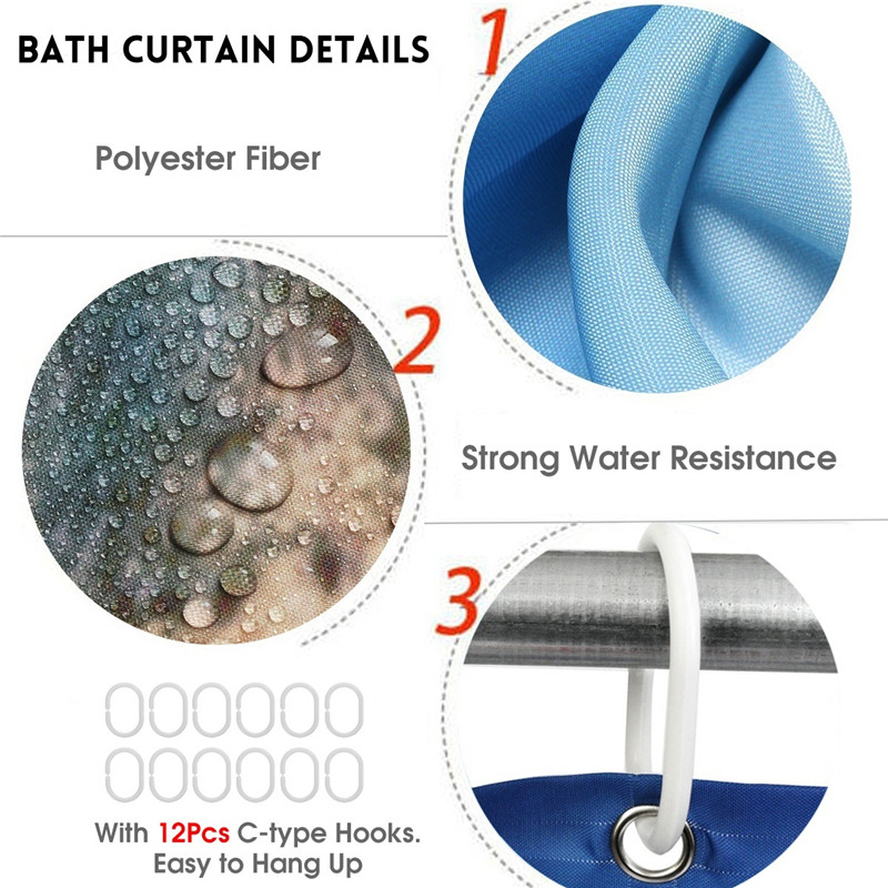 Bộ rèm thảm nhà tắm họa tiết bãi biển 4in1