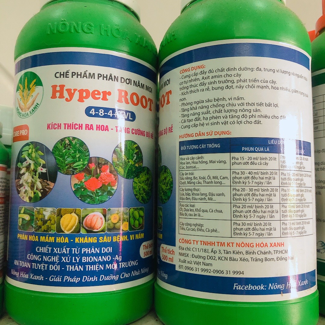 Dung dịch Phân Dơi Hyper ROOT-4-8-4 siêu Kích Rễ - Bung đọt - Kháng sâu bệnh-Vi khuẩn nấm - 500ml