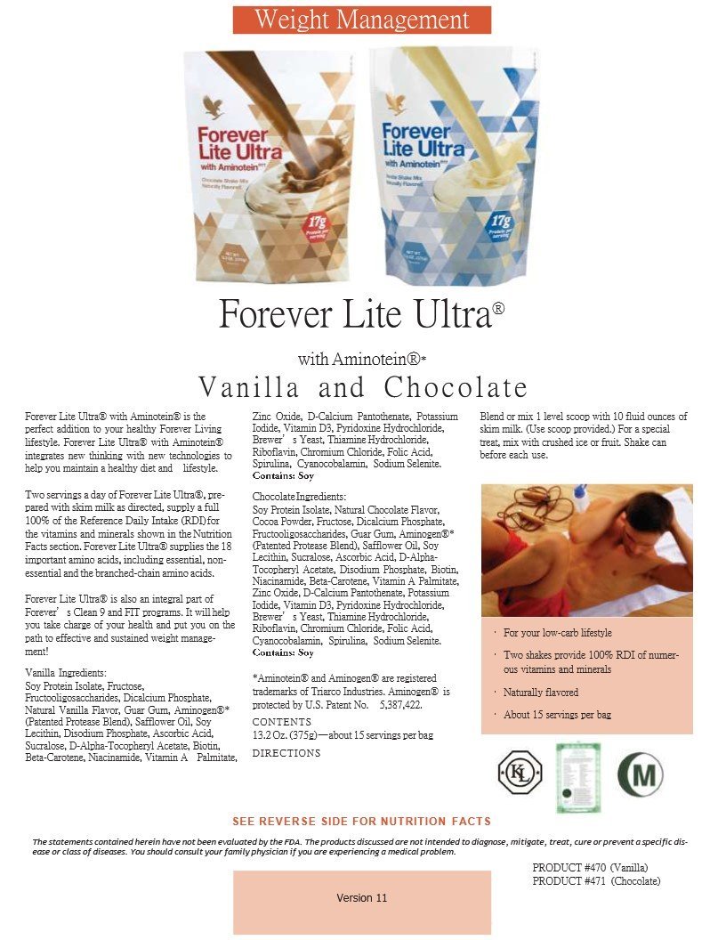 Bột bổ sung dinh dưỡng hoàn chỉnh Forever Lite Ultra hương Chocolate (#471) (375g)