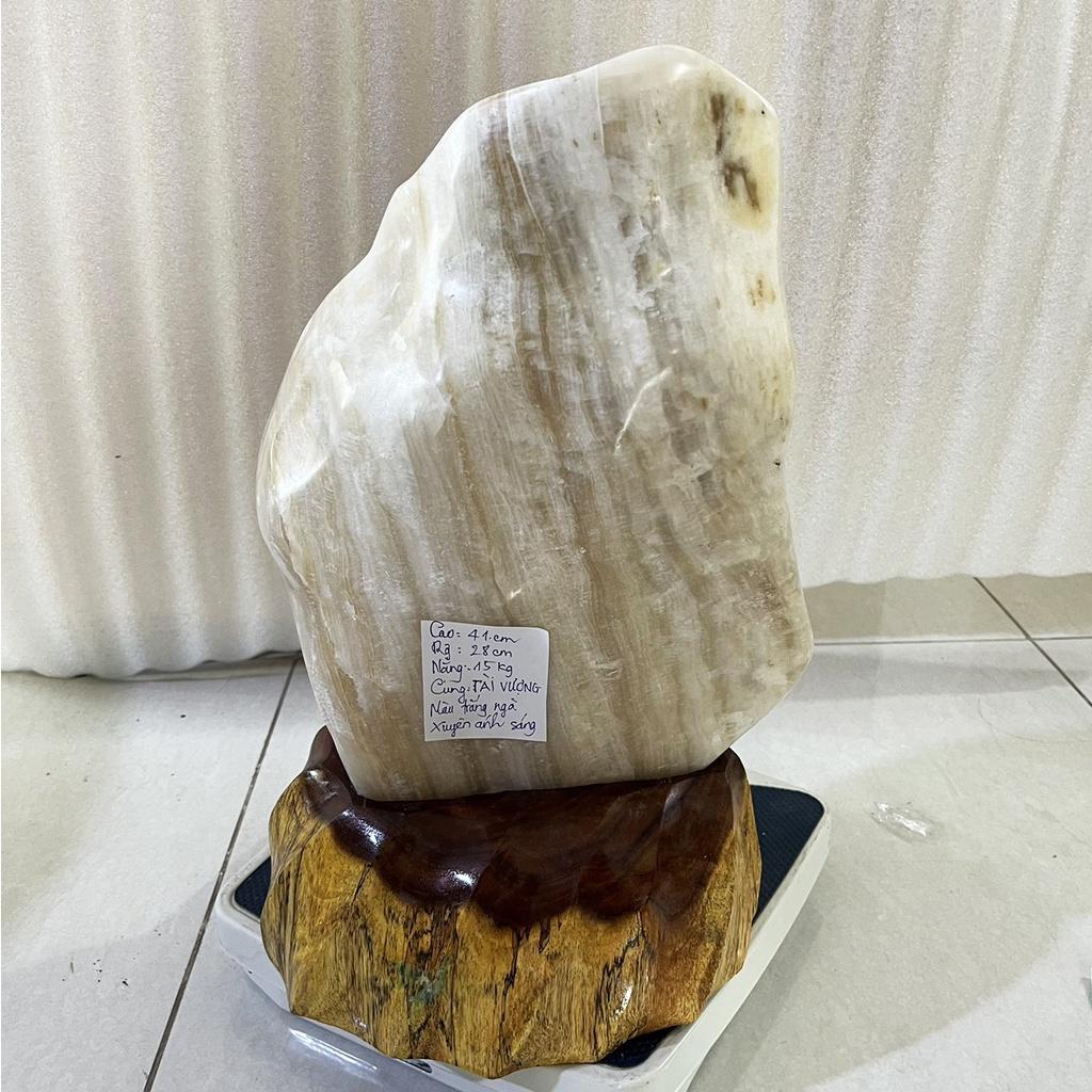 Cây đá phong thủy vân trắng cao 44 cm nặng 15 kg cho mệnh THỦY VÀ KIM