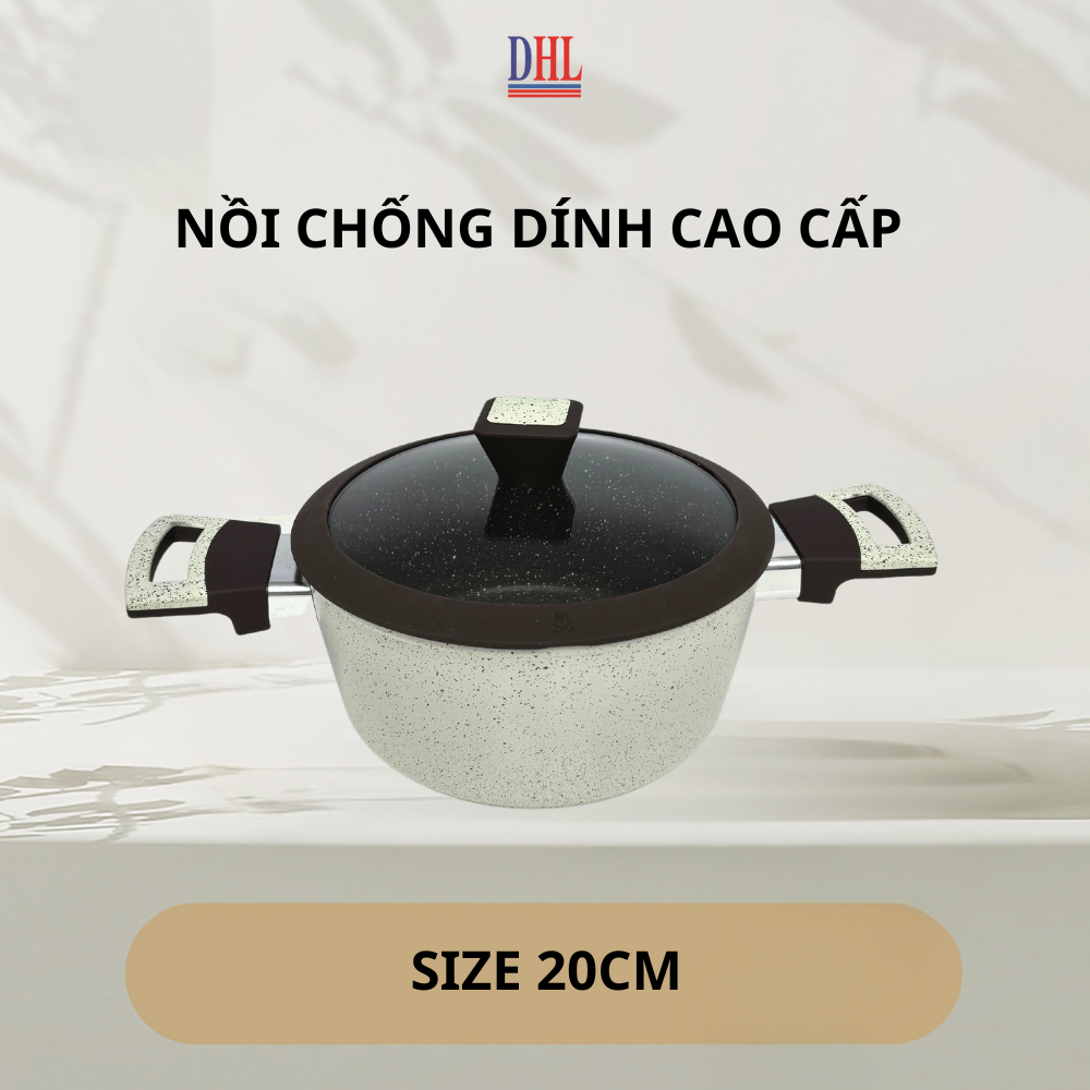 Bộ nồi chảo bếp từ vân đá chống dính cao cấp Mitomo Giyoca 4 món - Hàng chính hãng BH 24 tháng