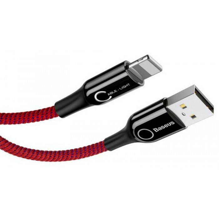 Cáp sạc 2.4A Baseus C-shaped tích hợp đèn Led tự ngắt khi pin đầy cho iPhone/iPad dài 100CM - Hàng chính hãng
