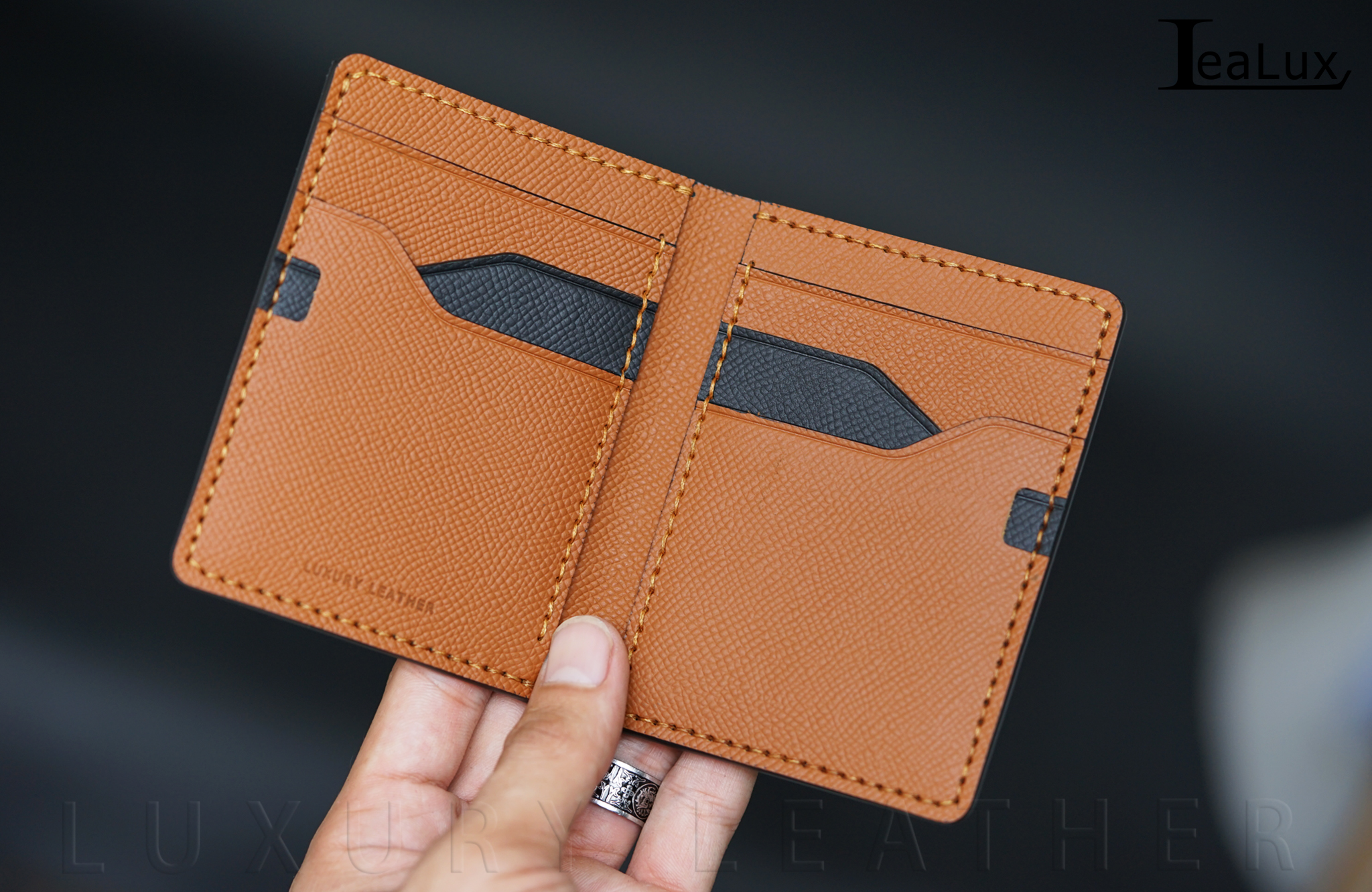 Ví Da Epsom Dáng Đứng Handmade Lealux Epsom Wallet 3