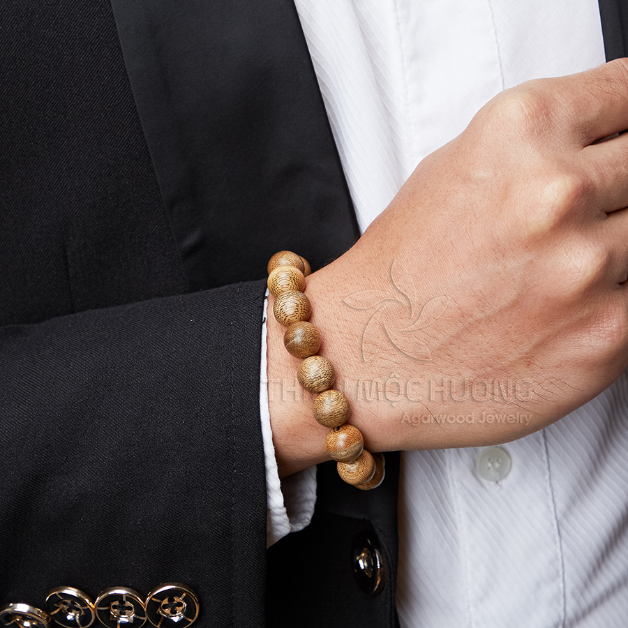 Vòng tay Trầm Hương tự nhiên Tròn Đơn - Thành công, giàu sang, thuận lợi - Trầm Tốc Lào - Thiên Mộc Hương