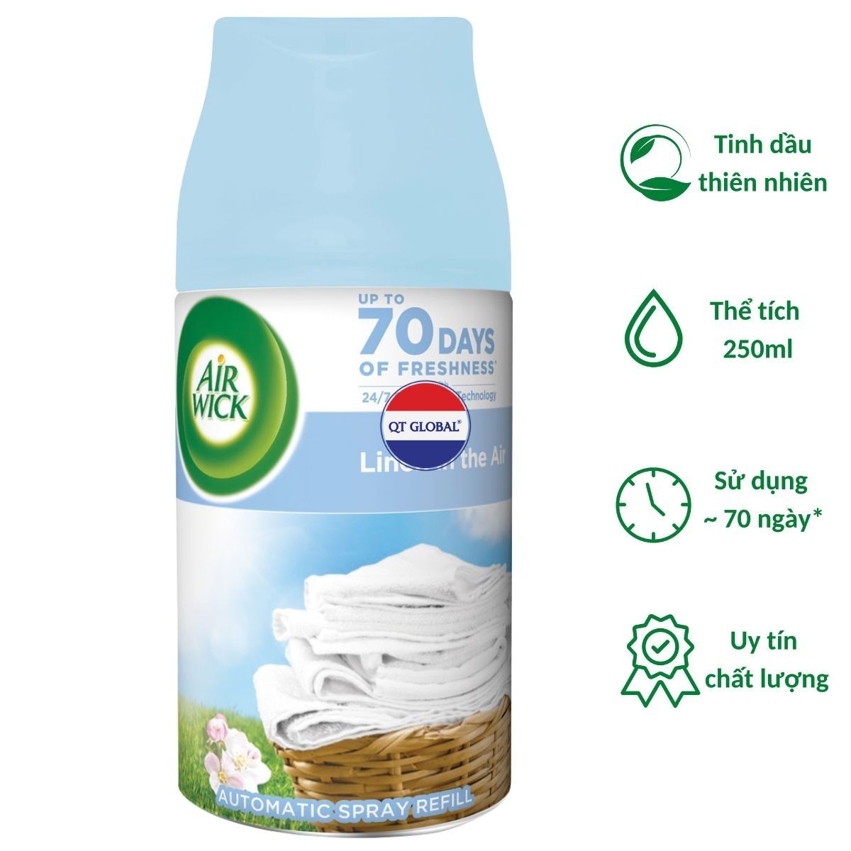 Bình xịt thơm phòng Air Wick Linen in the air 250ml QT06520 - hương hoa táo