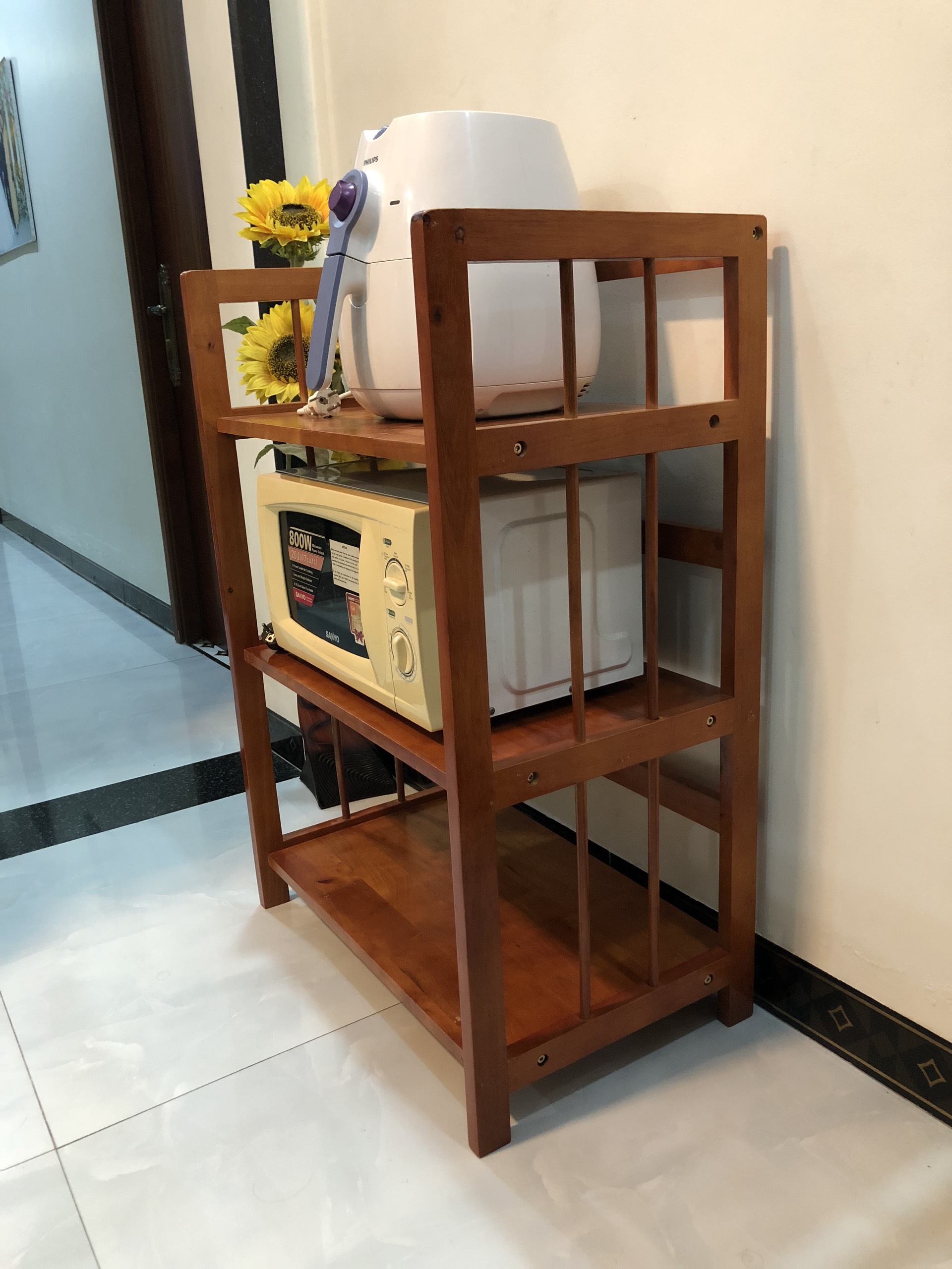 Kệ lò viba, kệ lò vi sóng,kệ để đồ 3 tầng gỗ tự nhiên VIMOS
