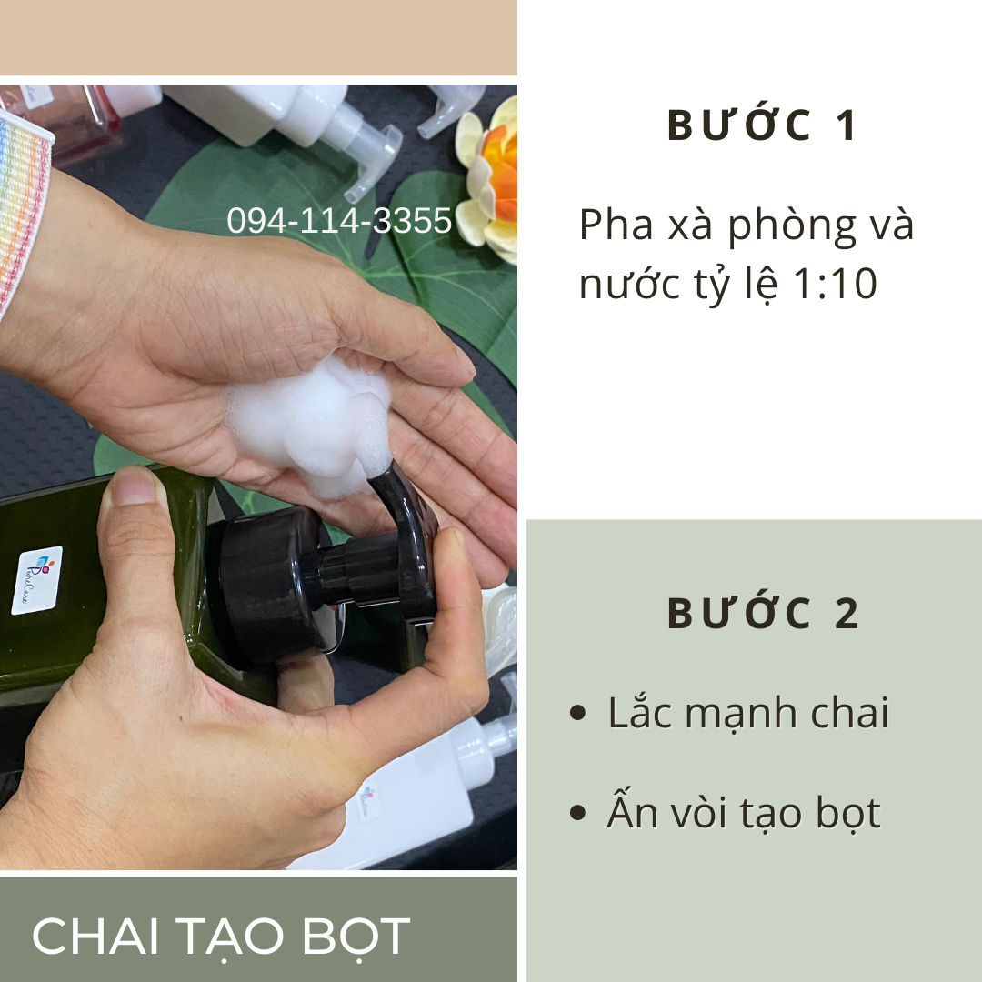 Lọ xịt tạo bọt Chai xịt tạo bọt đựng nước rửa tay, nước tẩy trang, dầu gội, sữa tắm, sữa rửa mặt