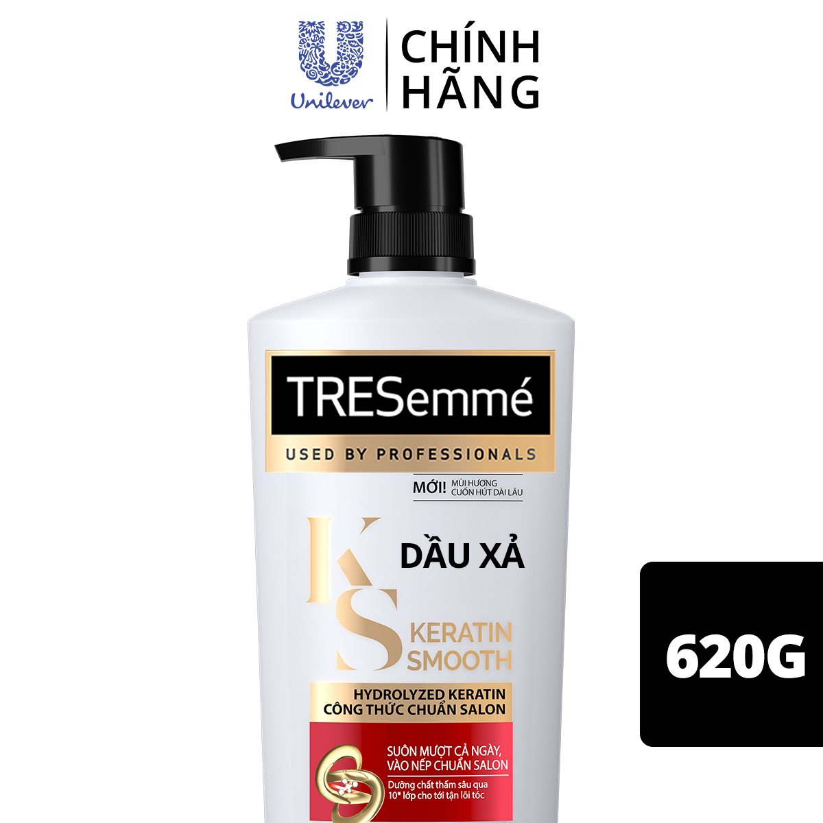 Dầu xả TRESEMME Keratin Smooth Dưỡng tóc khô xơ rối Công thức Hydrolyzed Keratin Vào Nếp Suôn Mượt 620g