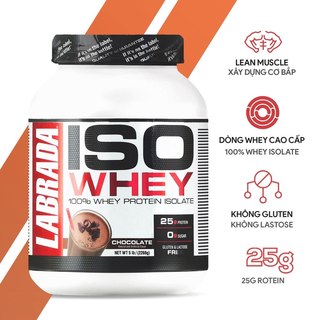 Sữa Tăng cơ Whey Protein Isolate - ISO Whey từ Labrada - Dòng Whey Cao cấp &amp; Tinh khiết - Hỗ trợ Tăng cơ và Phục hồi Cơ bắp tối đa