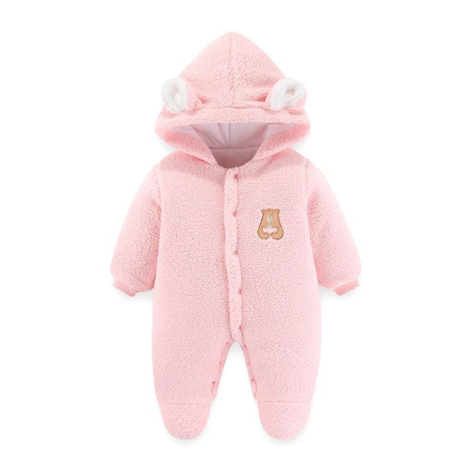 Mới 2021 Cho Bé Rompers Cho Cô Gái Hoạt Hình Clothinginfant Sơ Sinh Bé Gái Bé Trai Gấu Ấm Dày Snowsuit Có Mũ Áo Liền Quần