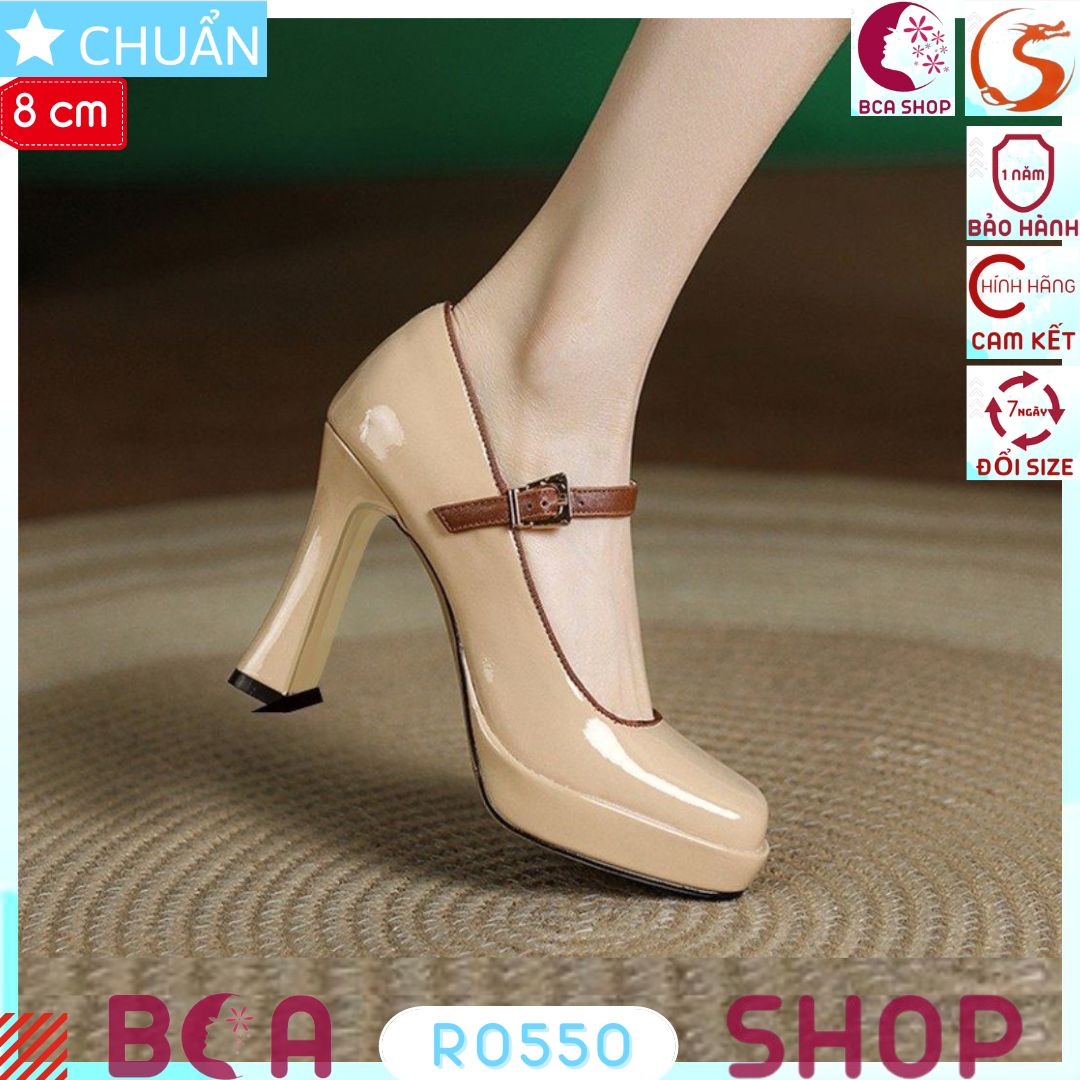 Giày cao gót nữ 8p RO550 ROSATA tại BCASHOP mũi vuông thiết kế thời trang và đẳng cấp, màu da