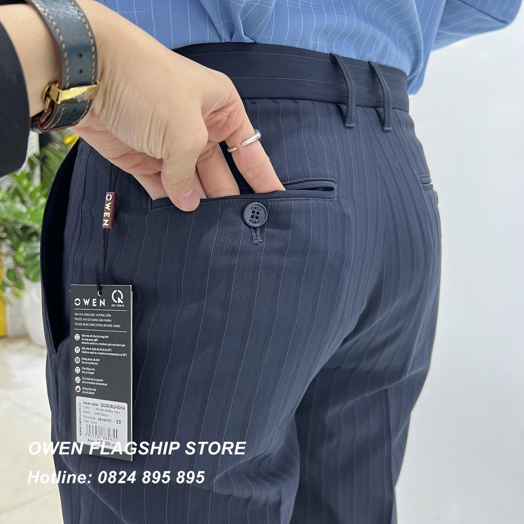 OWEN - () Quần âu nam công sở dáng Slimfit màu navy kẻ sọc mã QS20678L0