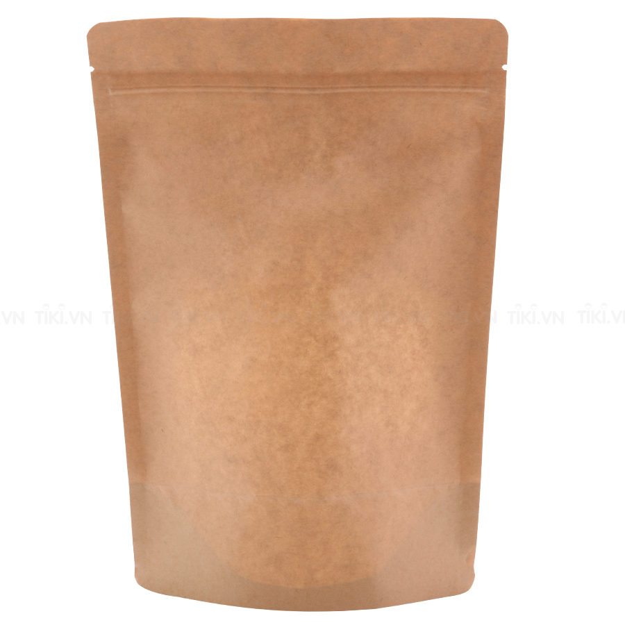 Túi giấy Kraft nâu zipper có cửa sổ 18x26cm