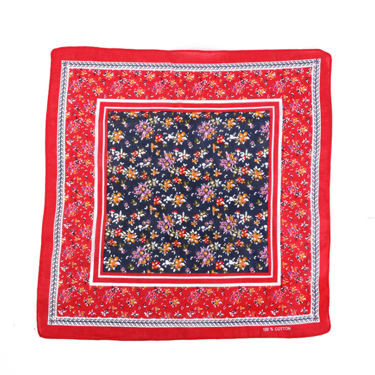 Khăn Bandana phong cách Vintage dễ thương 54x54cm - BDN06.13 hoa nhí đỏ