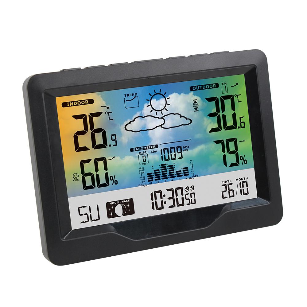 Wireless Weather Station Indoor Outdoor Color Screen Weather Forecast Station with Outdoor Sensor Digital Temperature