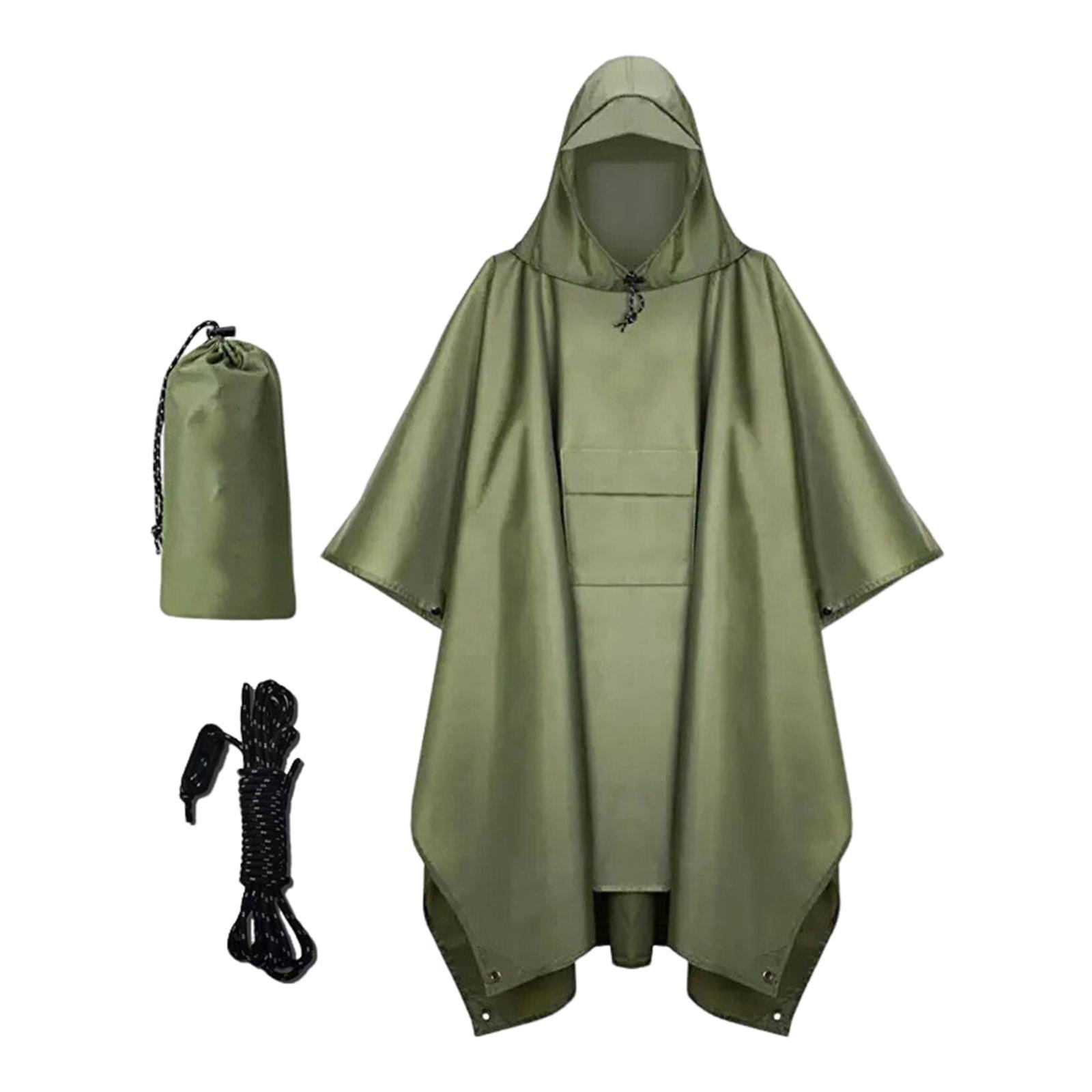 Hooded Rain Poncho Portable Rain Cape Water Resistant Rainwear for Men Women