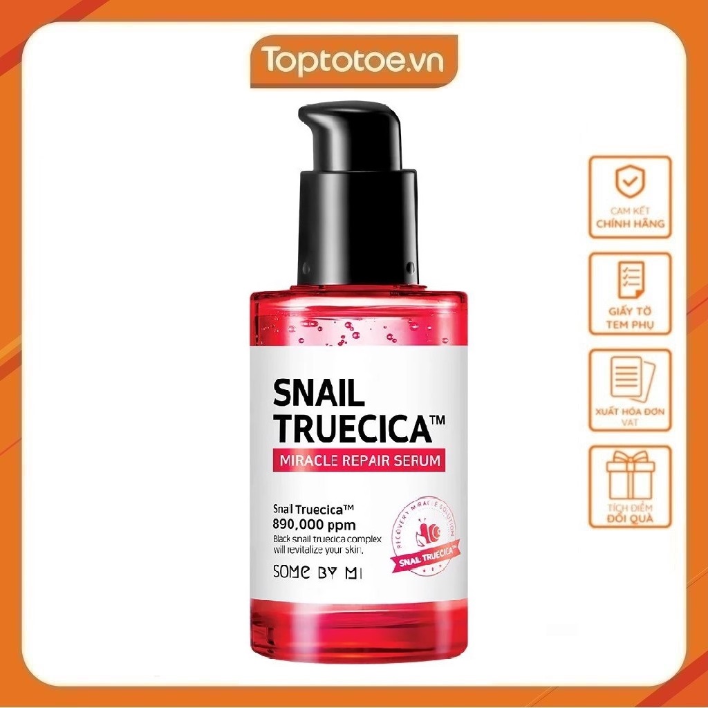 Serum Dưỡng Phục Hồi, Cải Thiện Vết Thâm, Sẹo Lõm Some By Mi Snail Truecica Miracle Repair Serum 50ml + Tặng 1 Mặt Nạ Sum37 Đen