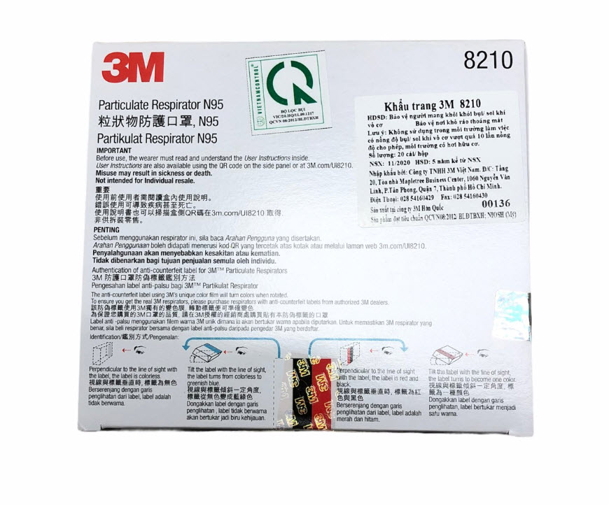 3M face mask 8210 hộp chống bụi