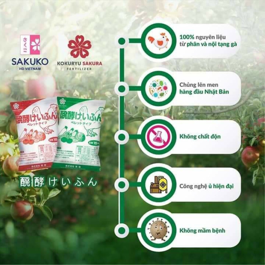 Phân gà hữu cơ Nhật viên nén bón hoa hồng, hoa giấy, cây cảnh, phân bón rau sạch.