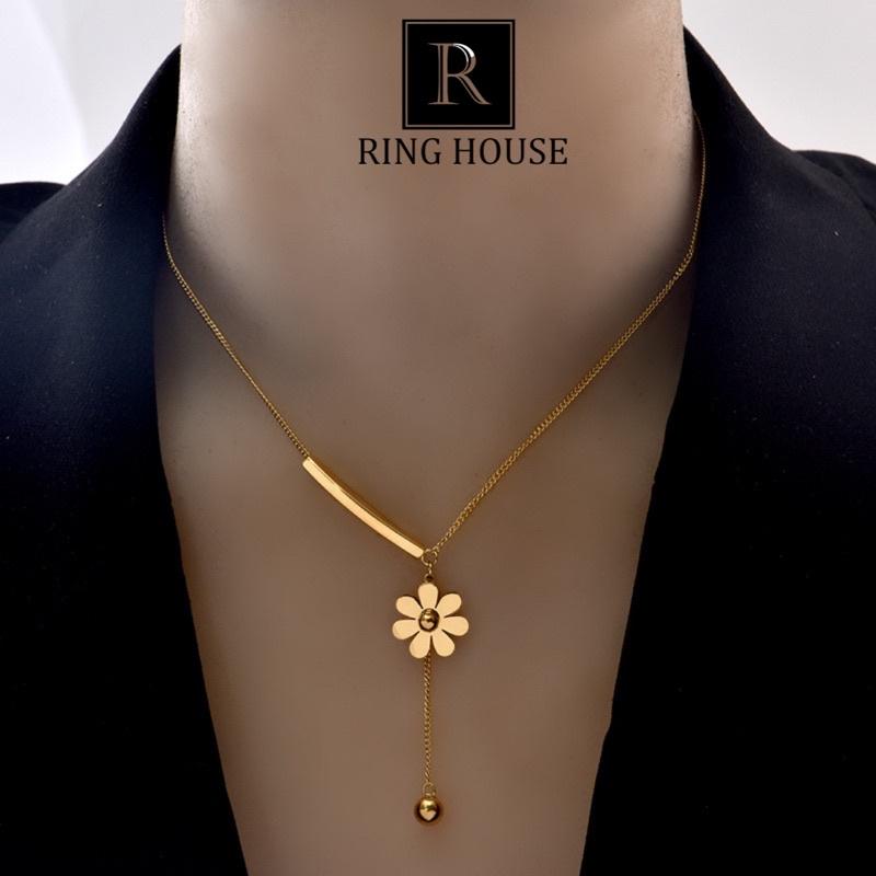 N22 Dây Chuyền Vòng Cổ Dài Hoa Cúc Vàng Gold Đẹp