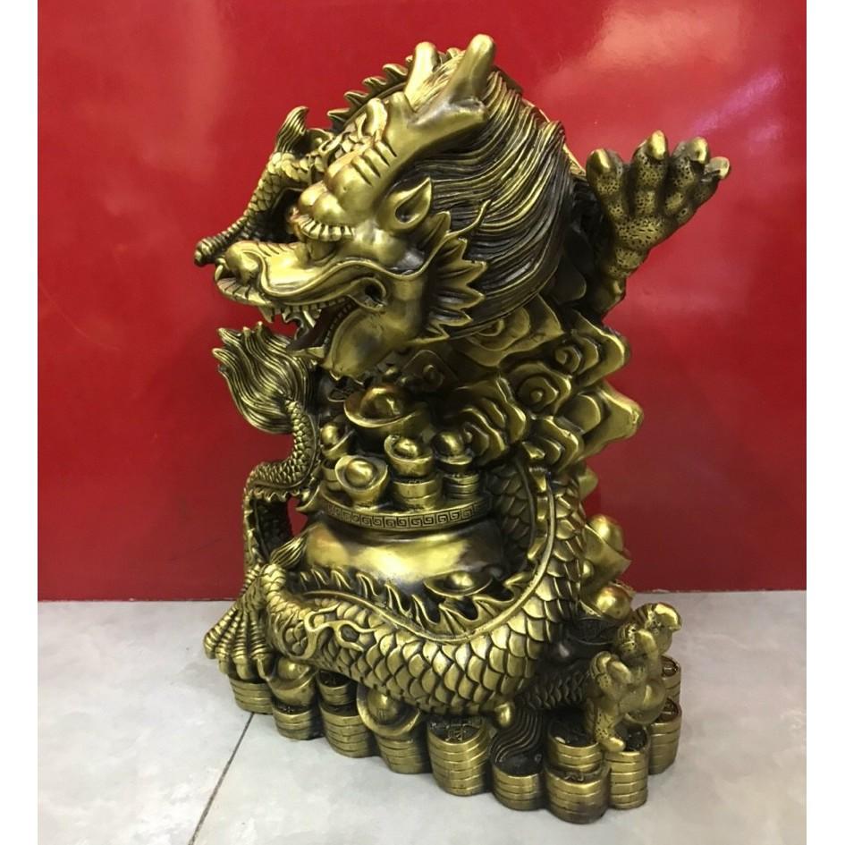 Tượng rồng cuộn hũ vàng bằng đồng MS27d