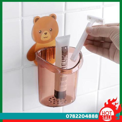 Cốc Đựng Bàn Chải Đánh Răng Đẹp Hình Gấu Thông Minh, Cốc Gấu Dán Tường Siêu Dính -Gd258 - CH Hương Thị Miễn Phí Vận Chuyển