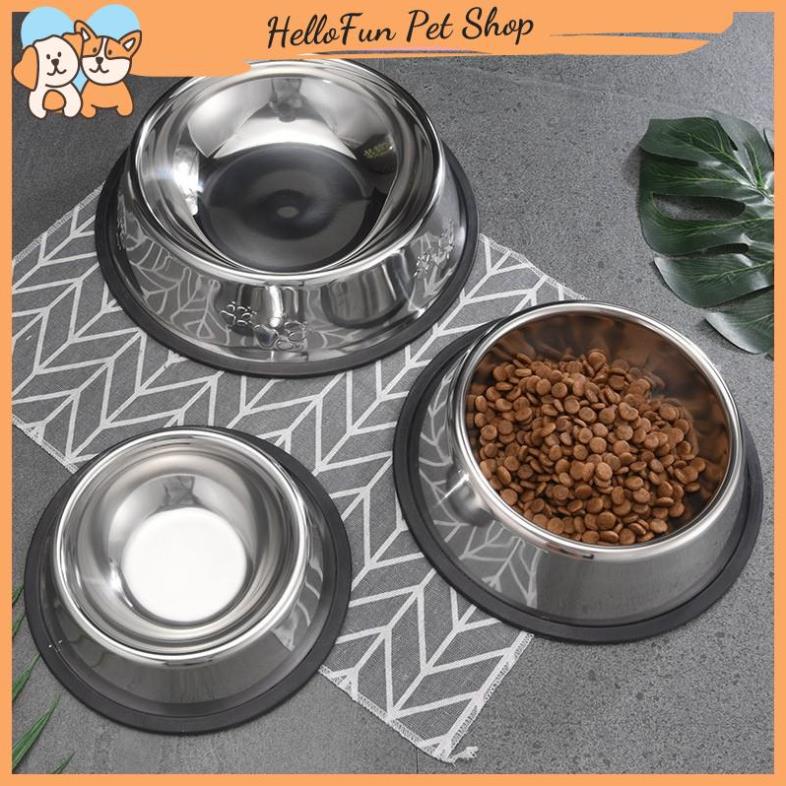 Bát ăn Inox cho chó mèo, có đế cao su chống trơn trượt
