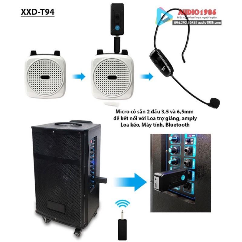 Micro không dây XXD-T94 2 mic nói song song kết nối amply loa kéo loa trợ giảng sân khấu