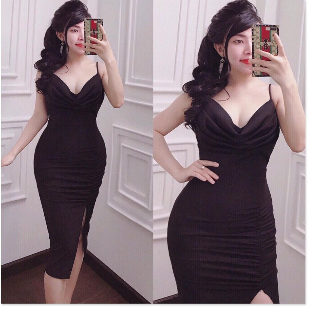 ĐẦM 2 BODY DÂY CỔ ĐỖ XẺ TÀ