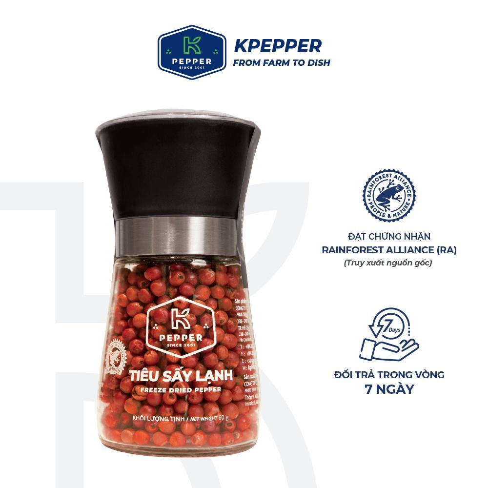 Tiêu hồng sấy lạnh nguyên chất tiệt trùng K Pepper 60g kèm cối xay tiêu