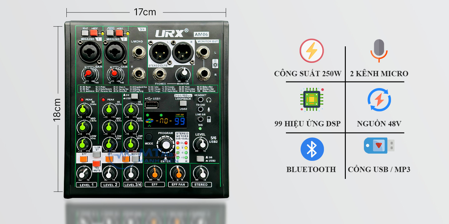 Mixer Mini Chuyên Nghiệp AM06 - 99 Hiệu Ứng DSP, Hỗ Trợ Nguồn 48V Cho Mic Thu Âm, Cao Cấp, Gọn Nhẹ, Giá Tốt Nhất 2024 hàng chính hãng