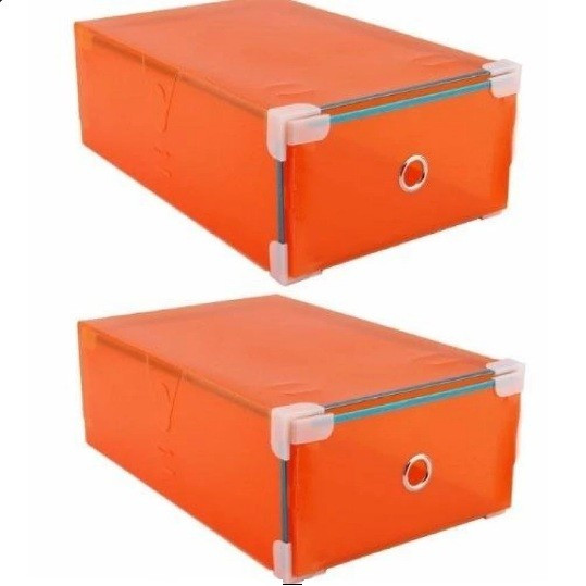 Combo 2 Hộp Đựng Giày Trong Suốt Có Ngăn Kéo Viền Kim Loại
