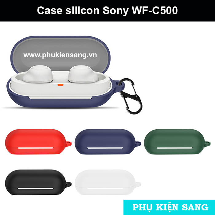 Ốp silicon cho tai nghe Sony WF-C500 (kèm móc khóa cao cấp)