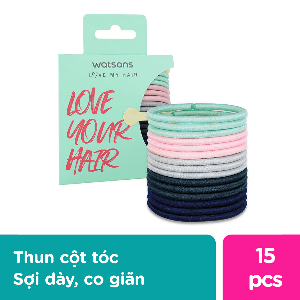 Set Dây Buộc Tóc Watsons Medium Hair Ties Assorted Colors 15Pcs