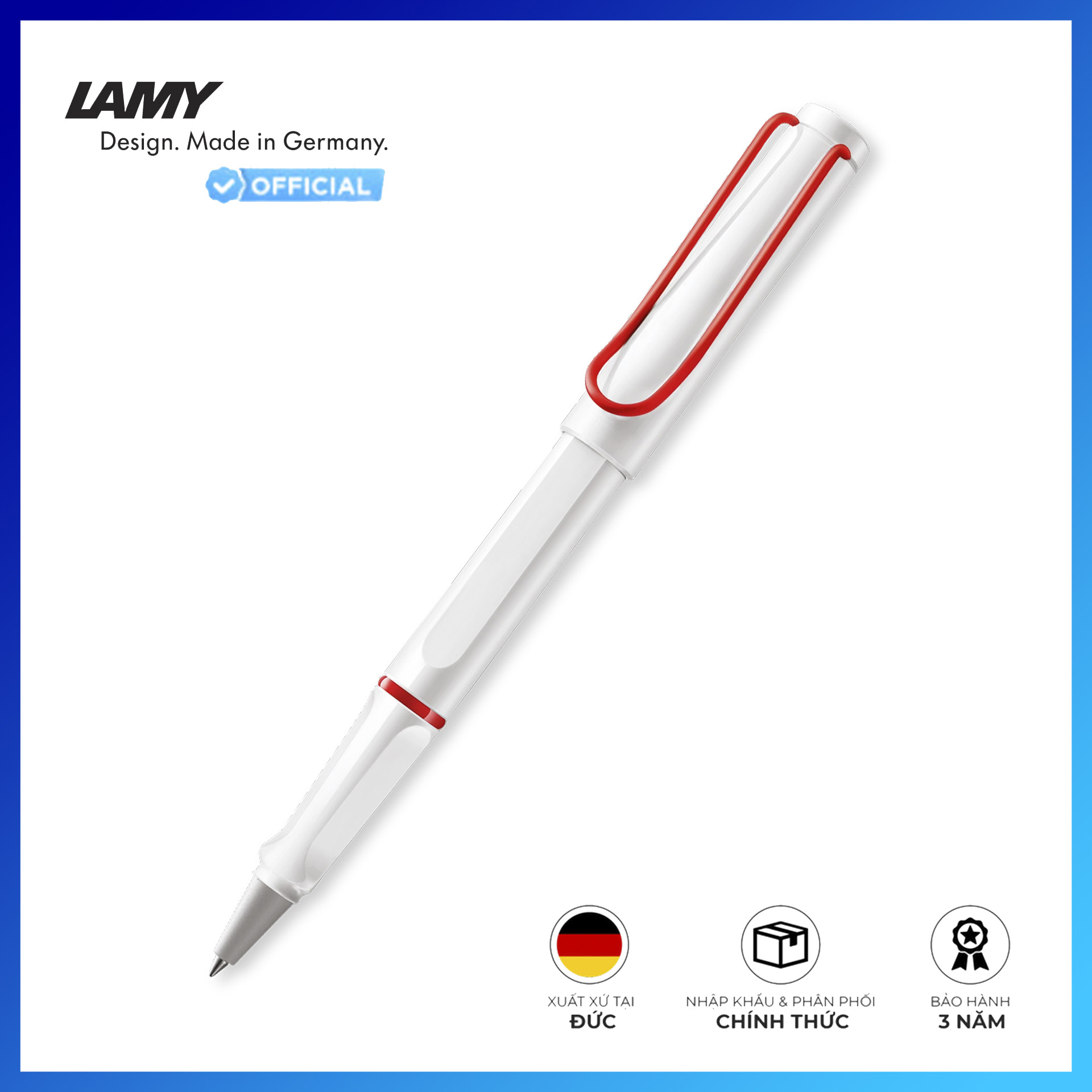 Bút bi nước LAMY safari white red clip